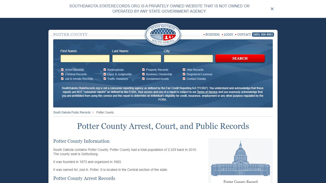 Potter County Arrest, Court, and Public Records